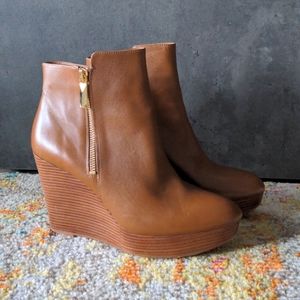 Michael Kors Cognac Alane Wedge Booties